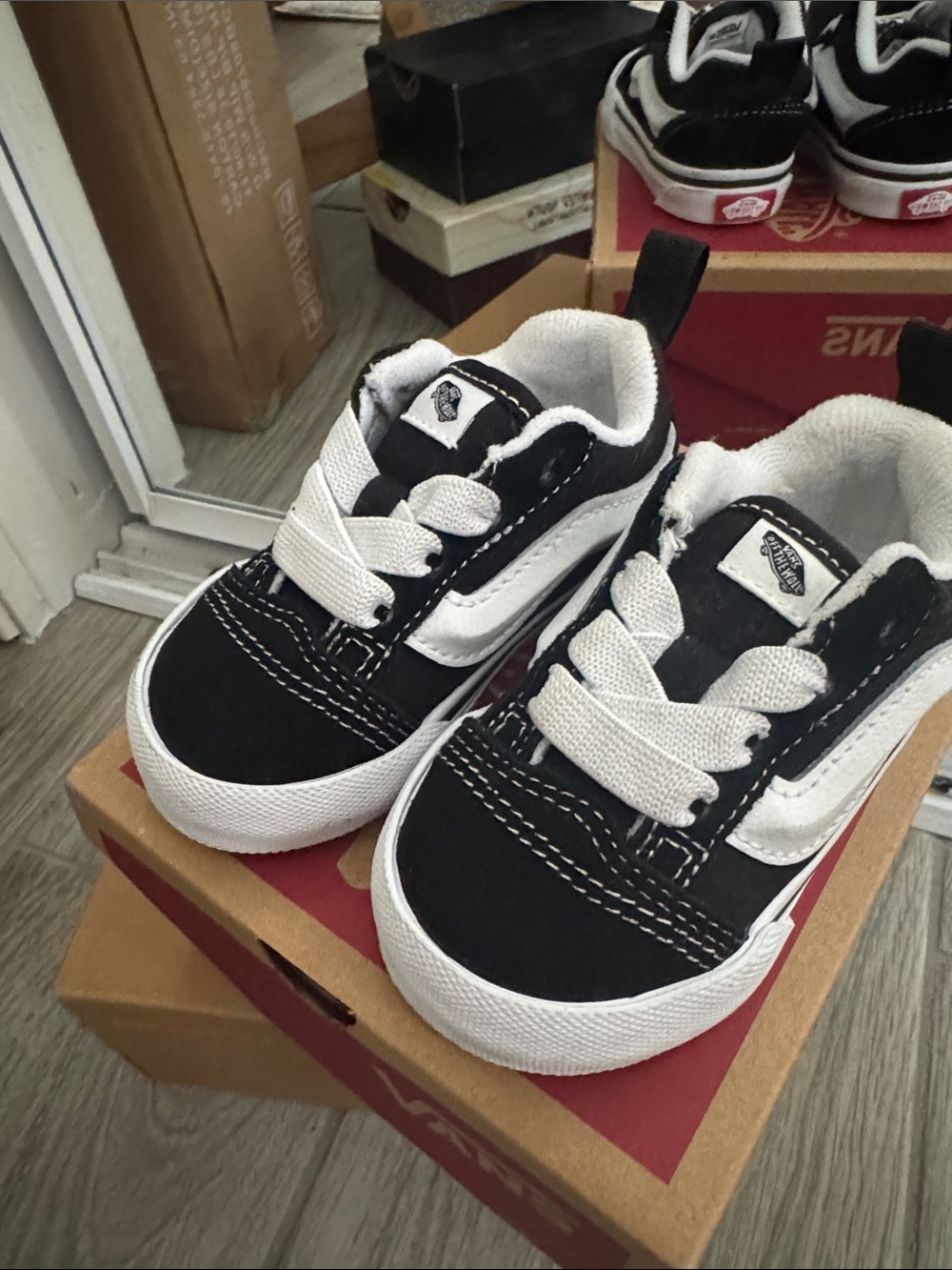 Vans Baby Black and White Low-Top Sneakers